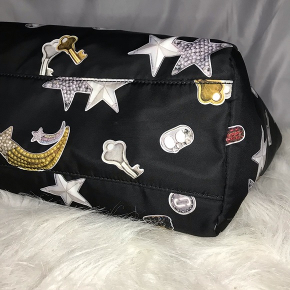 Marc Jacobs Graphic Print Nylon Tote Satchel Bag EUC Stars Keys Rainbows - Picture 9 of 14